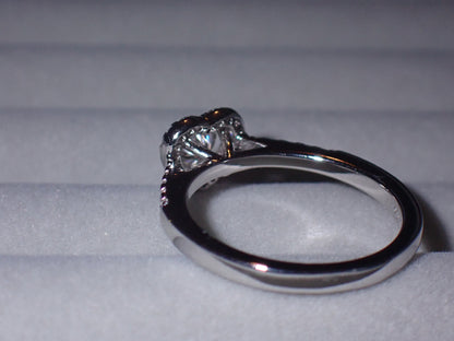 Heart Halo Moissanite Ring with Pavé Band – 0.5ct -  Mara & Co UK
