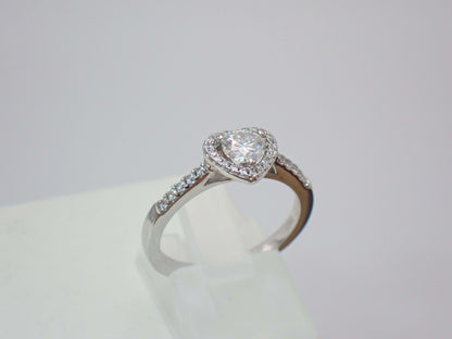 Heart Halo Moissanite Ring with Pavé Band – 0.5ct -  Mara & Co UK