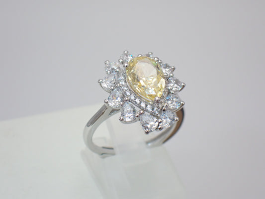 Yellow Pear Halo Ring – 6.48ct