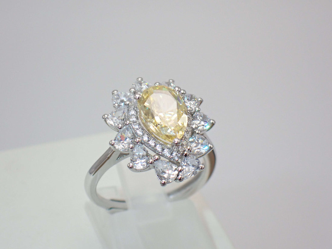 Yellow Pear Halo Ring – 6.48ct -  Mara & Co UK