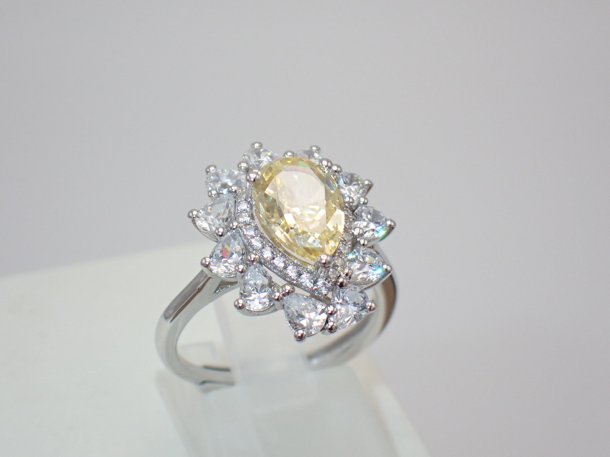 Yellow Pear Halo Ring – 6.48ct -  Mara & Co UK