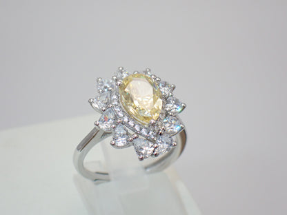 Yellow Pear Halo Ring – 6.48ct -  Mara & Co UK
