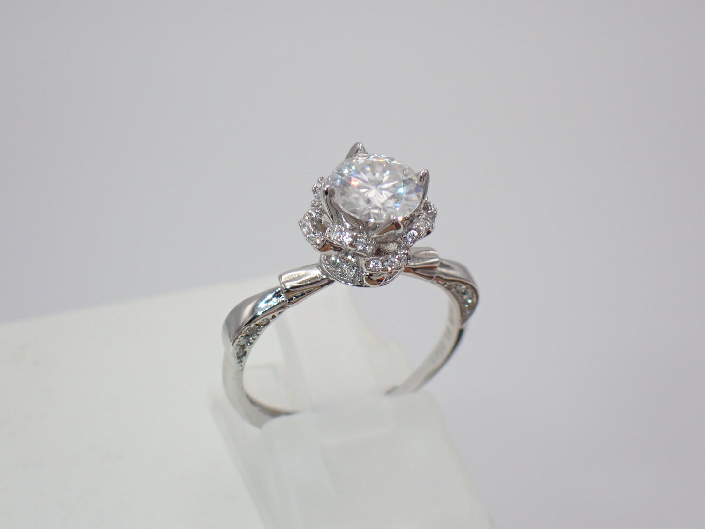 Vintage Halo Moissanite Ring with Twisted Band – 1.0ct -  Mara & Co UK