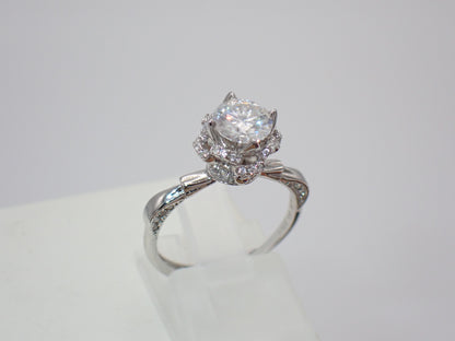Vintage Halo Moissanite Ring with Twisted Band – 1.0ct -  Mara & Co UK