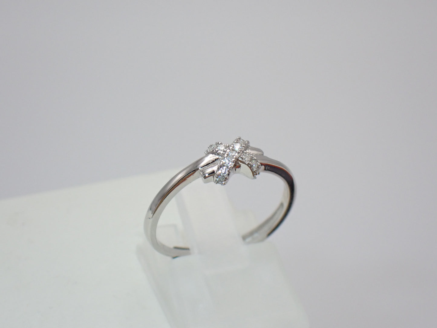 Cross Cluster Ring - Adjustable Moissanite Sterling Silver -  Mara & Co UK