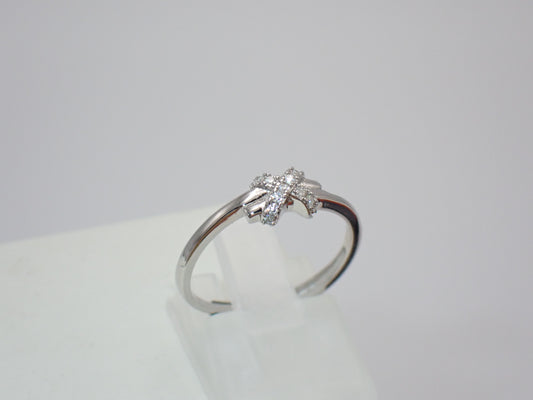 Cross Cluster Ring - Adjustable Moissanite Sterling Silver