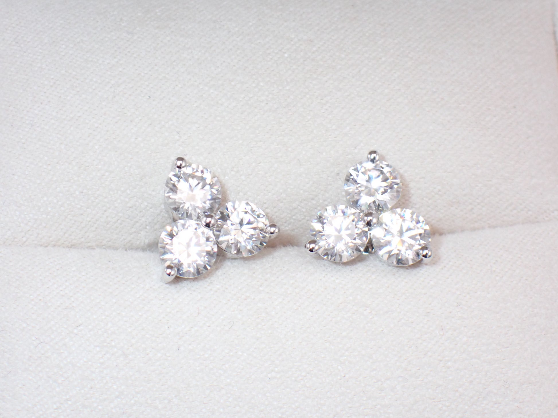 Three Stone Cluster Studs - 3.00ct Total -  Mara & Co UK