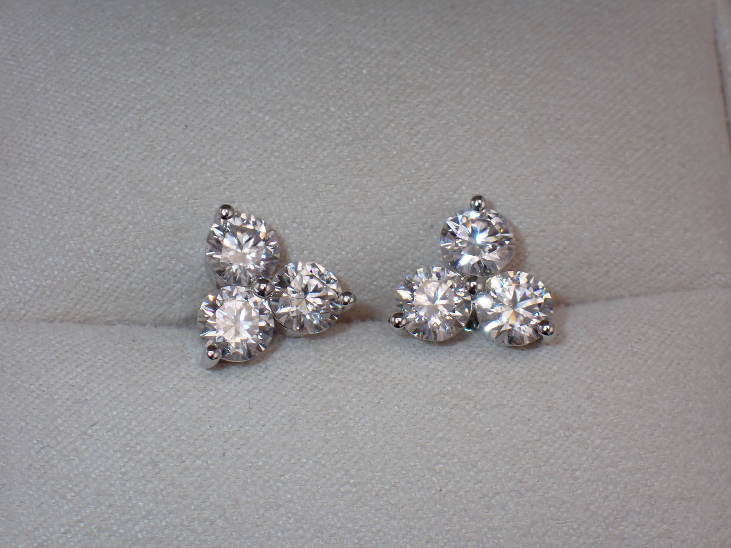 Three Stone Cluster Studs - 3.00ct Total -  Mara & Co UK
