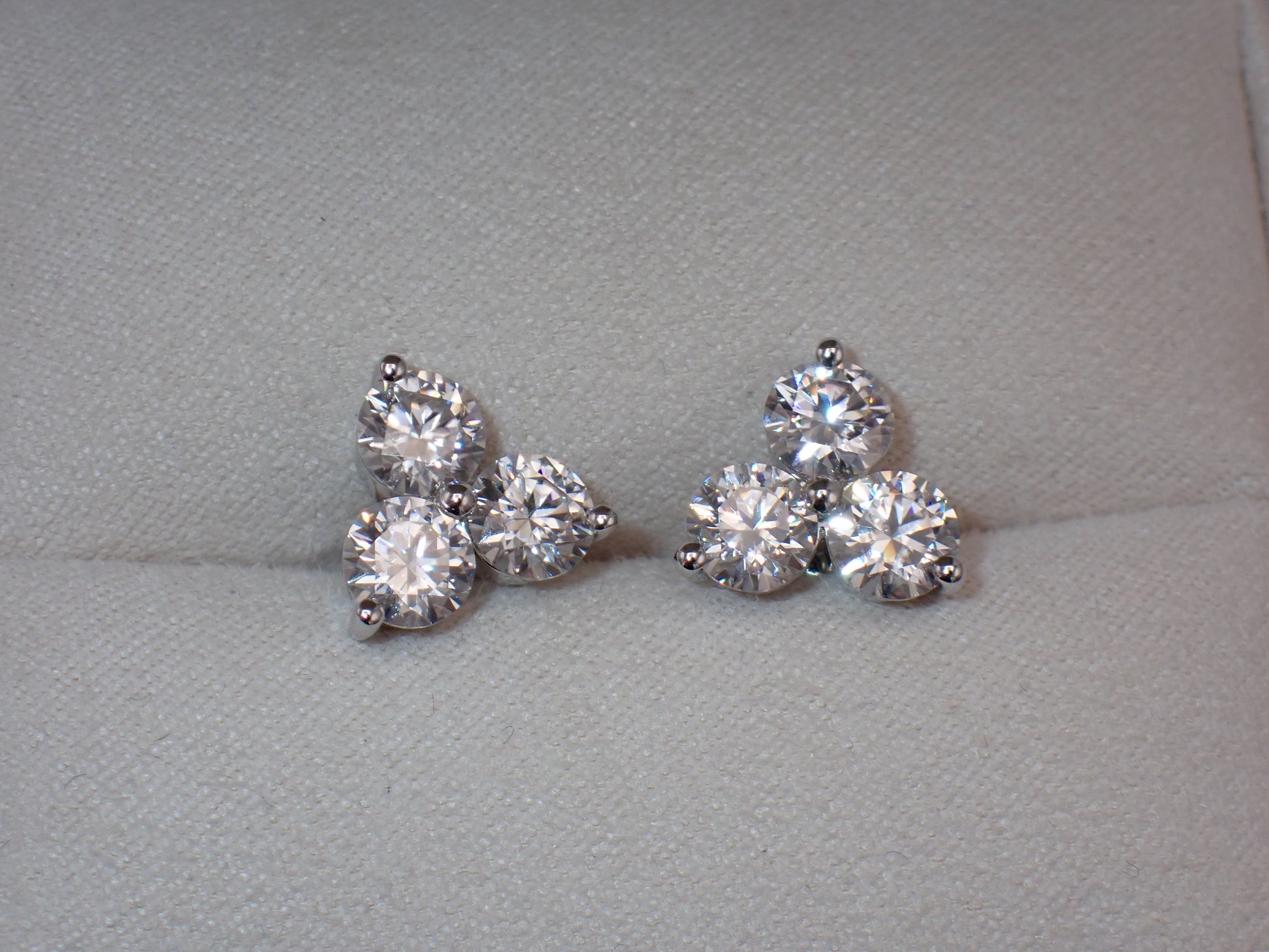 Three Stone Cluster Studs - 3.00ct Total -  Mara & Co UK