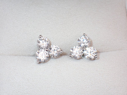 Three Stone Cluster Studs - 3.00ct Total -  Mara & Co UK