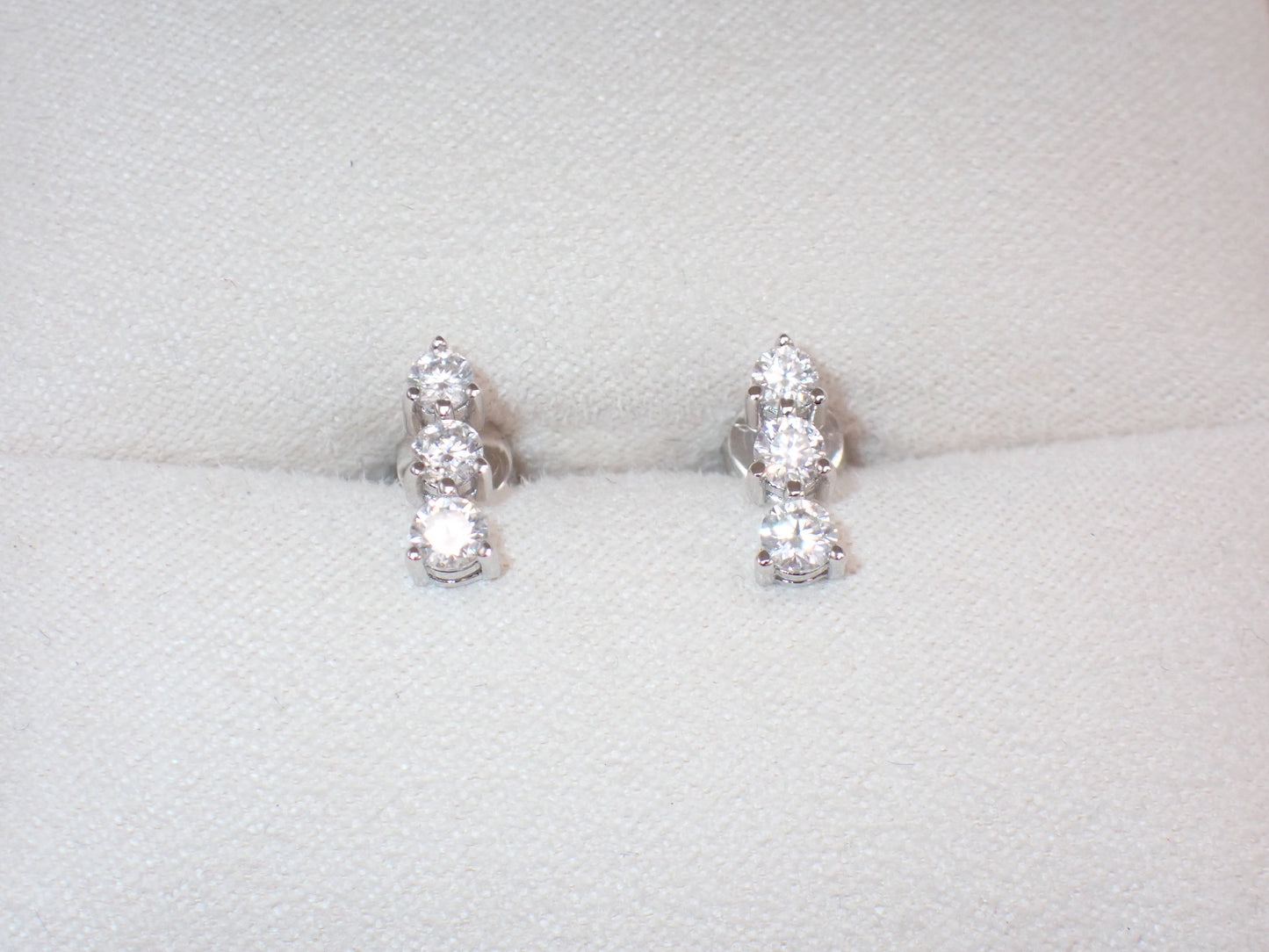 Graduated Three-Stone Moissanite Stud Earrings – 1.0ct per Set -  Mara & Co UK