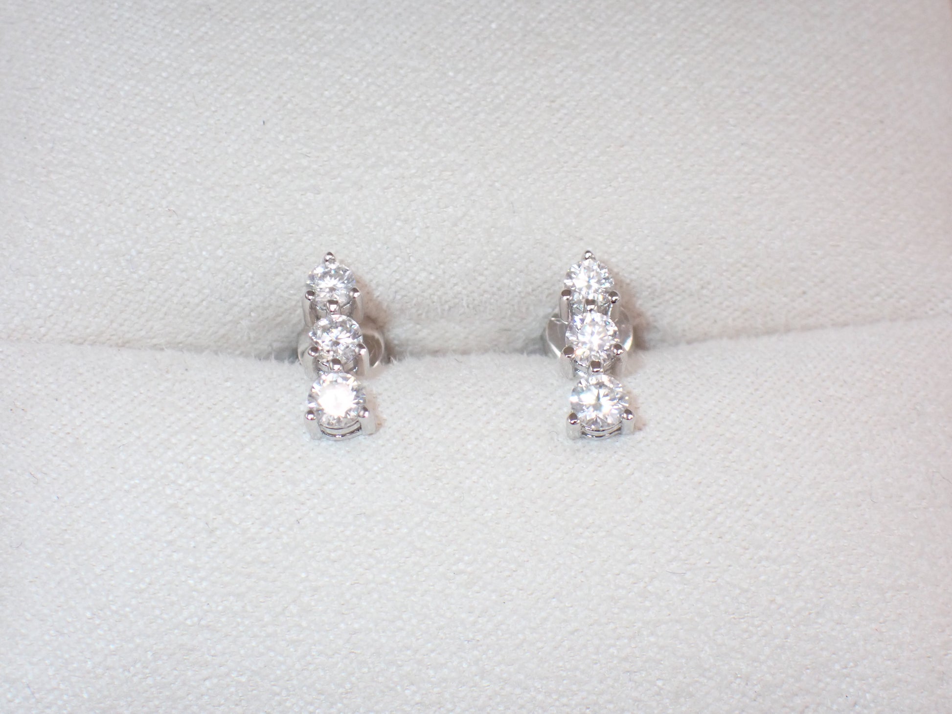 Graduated Three-Stone Moissanite Stud Earrings – 1.0ct per Set -  Mara & Co UK