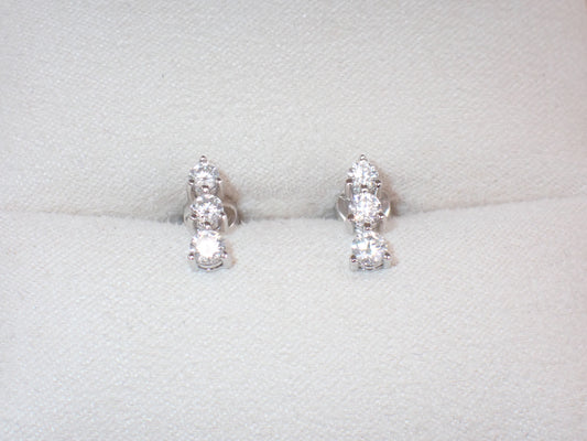 Graduated Three-Stone Moissanite Stud Earrings – 1.0ct per Set