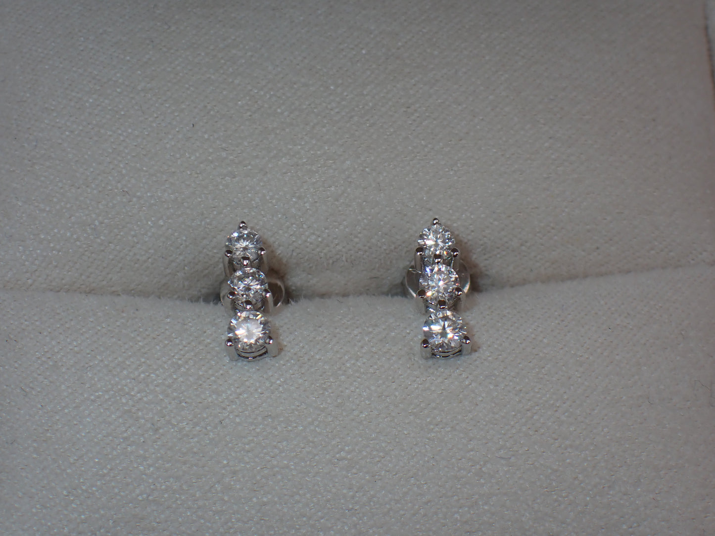 Graduated Three-Stone Moissanite Stud Earrings – 1.0ct per Set -  Mara & Co UK