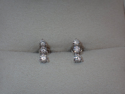 Graduated Three-Stone Moissanite Stud Earrings – 1.0ct per Set -  Mara & Co UK