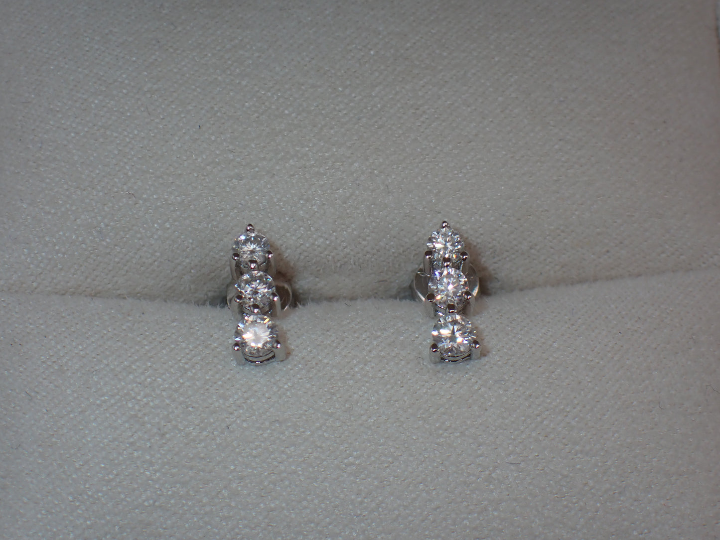 Graduated Three-Stone Moissanite Stud Earrings – 1.0ct per Set -  Mara & Co UK