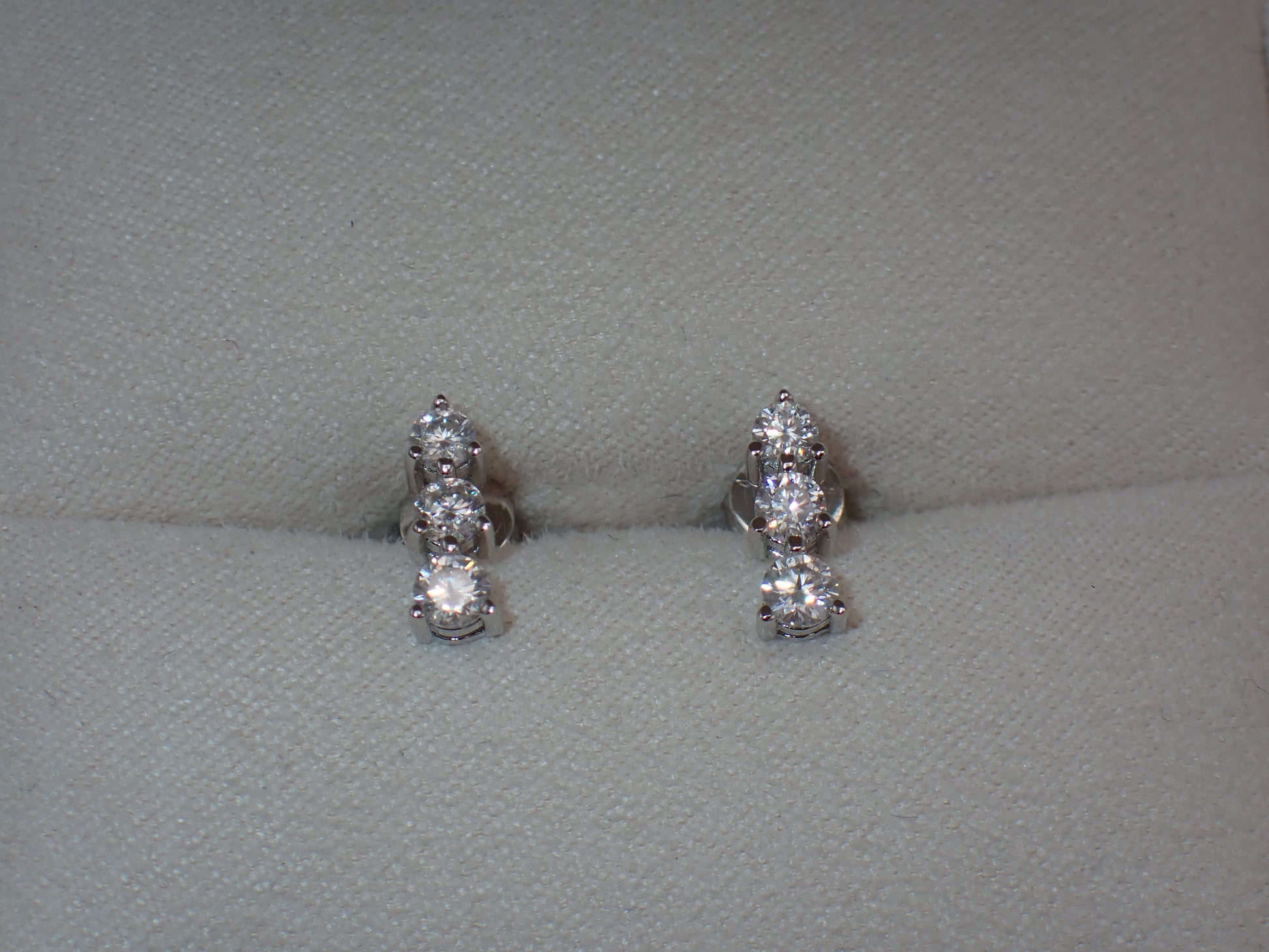 Graduated Three-Stone Moissanite Stud Earrings – 1.0ct per Set -  Mara & Co UK