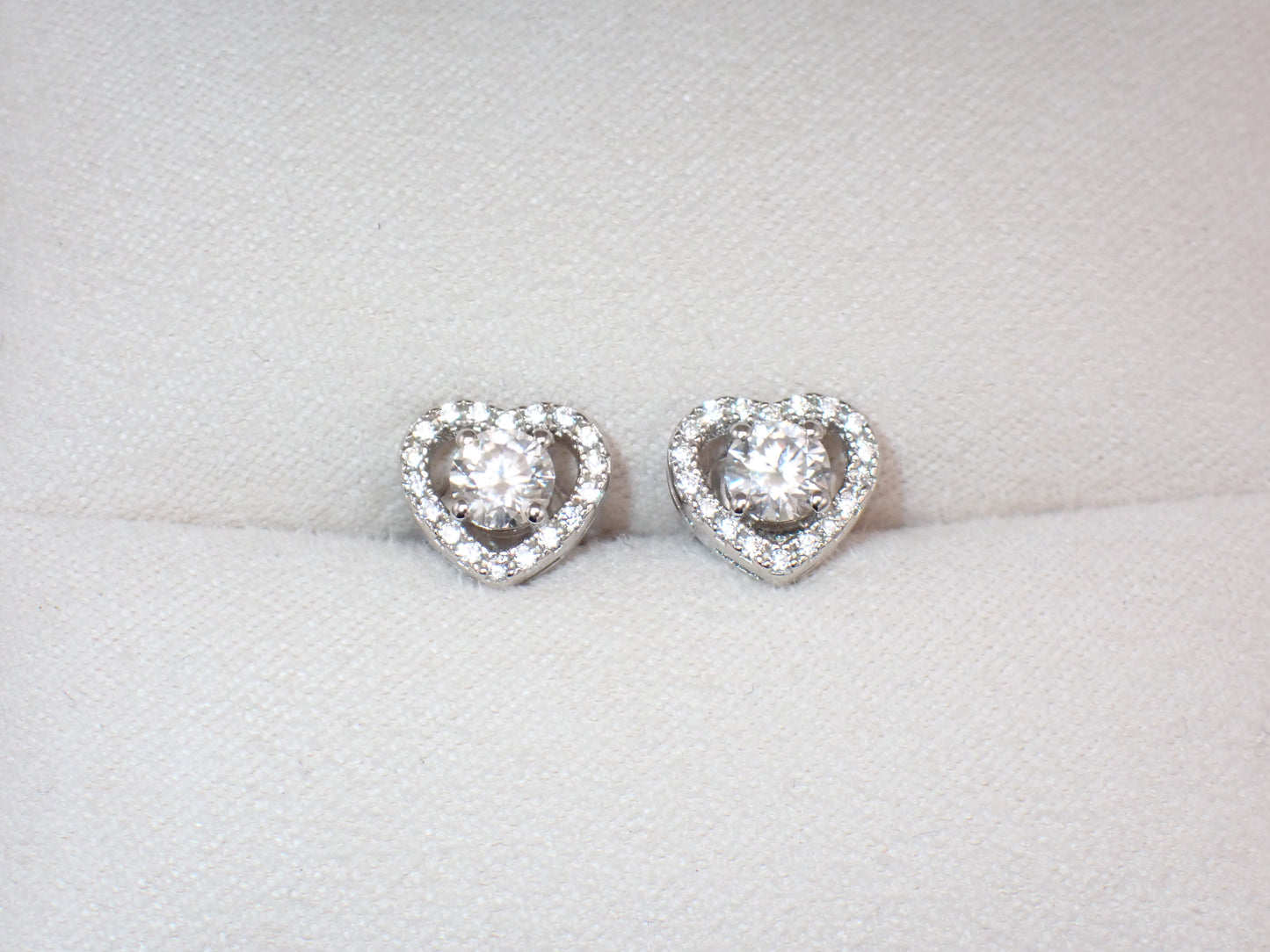 Romantic Heart-Shaped Halo Stud Earrings