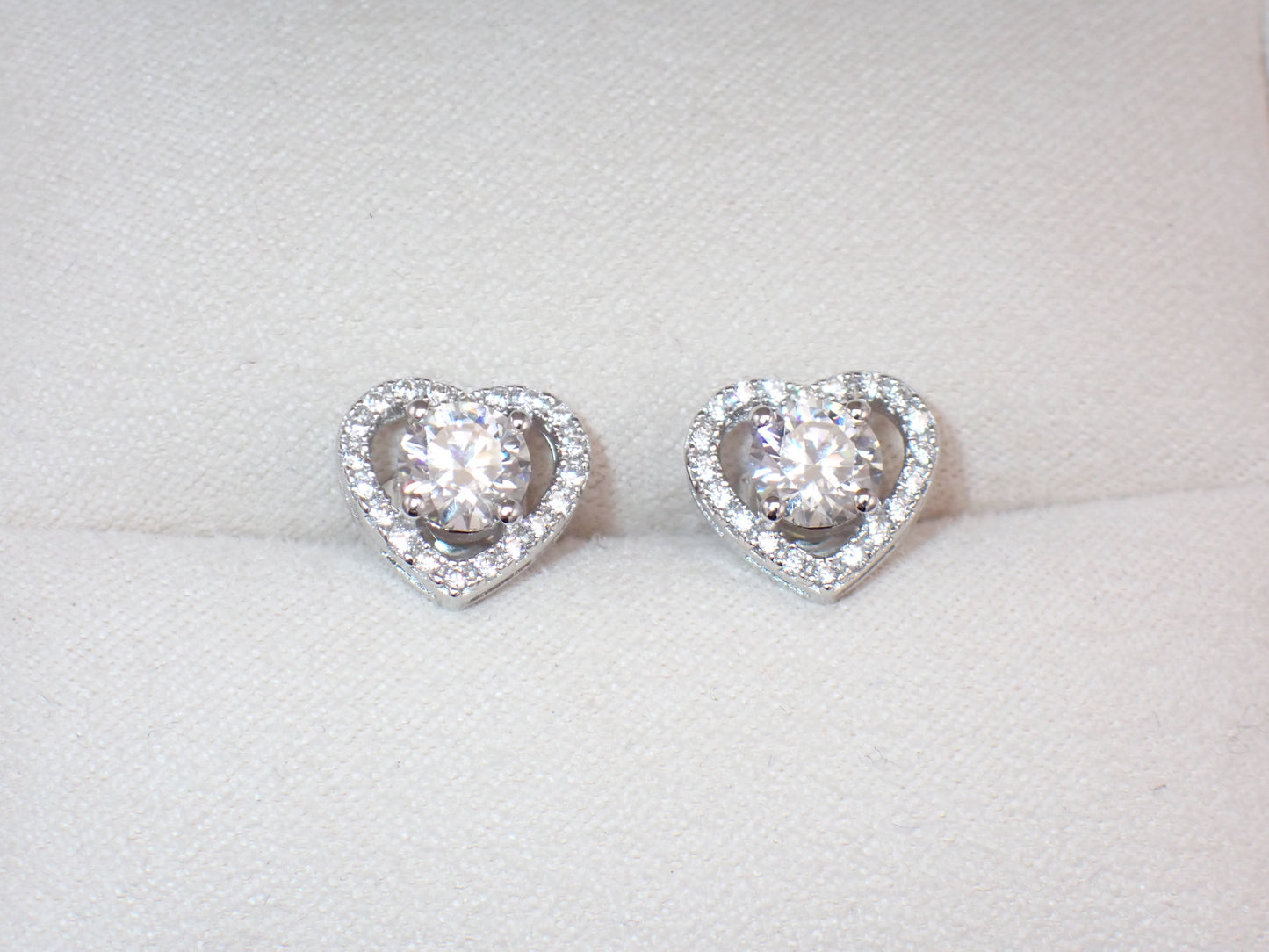 Romantic Heart-Shaped Halo Stud Earrings