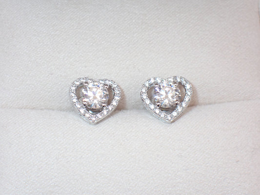 Romantic Heart-Shaped Halo Stud Earrings