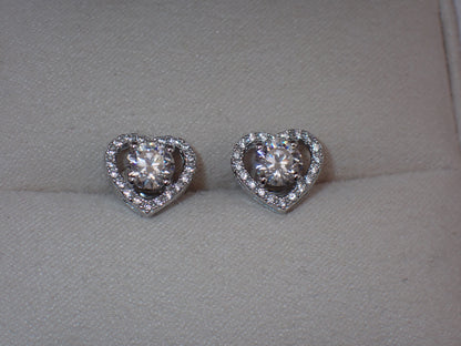 Romantic Heart-Shaped Halo Stud Earrings -  Mara & Co UK