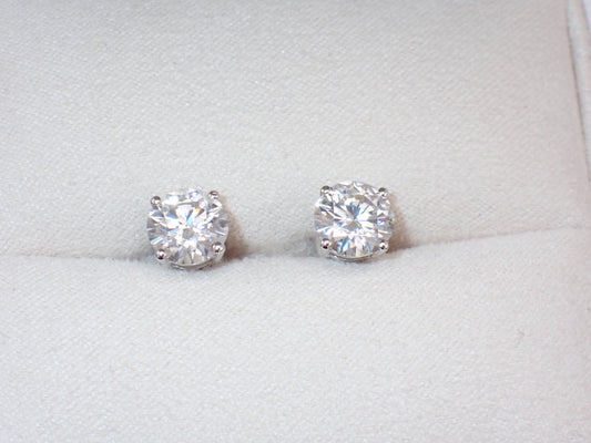 Classic Solitaire  moissanite  Stud Earrings - 4 Prong Setting