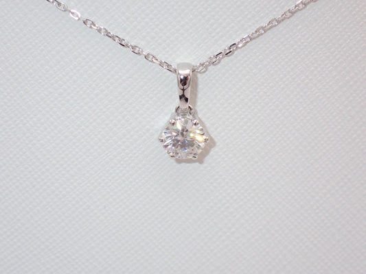 Classic Six-Prong Solitaire Moissanite Necklace – 1.0ct