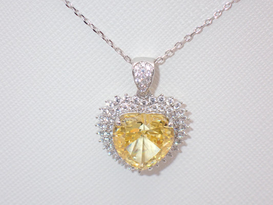 Yellow Heart Halo Necklace – 15.7ct