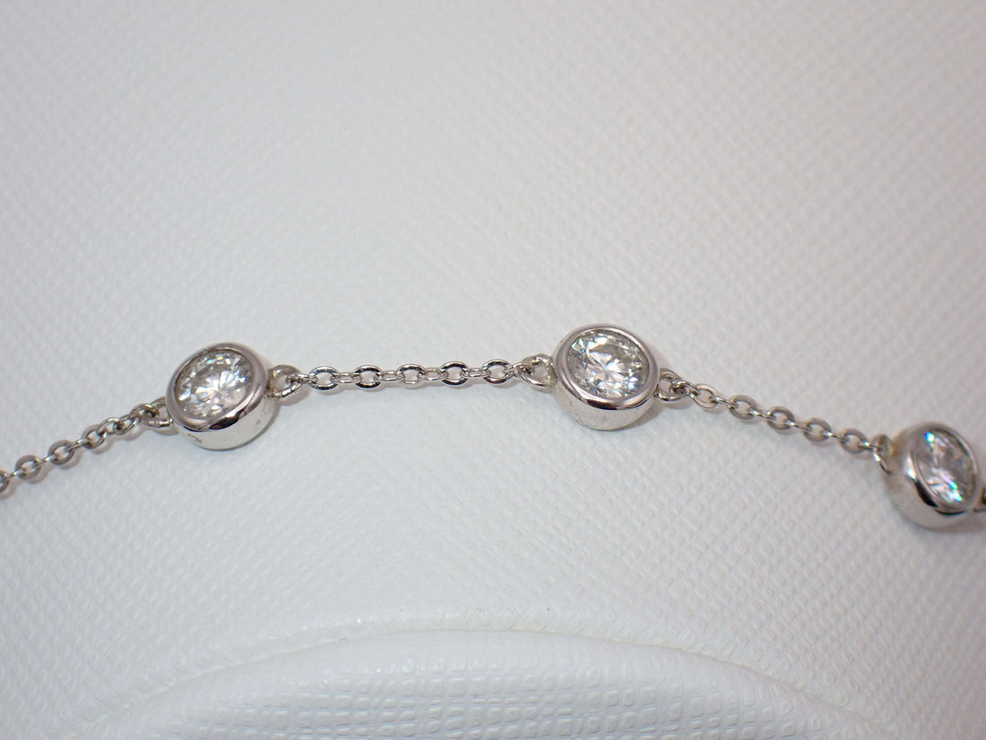 Six stone moissanite bezel bracelet – sterling silver moissanite bracelet UK – Mara & Co UK