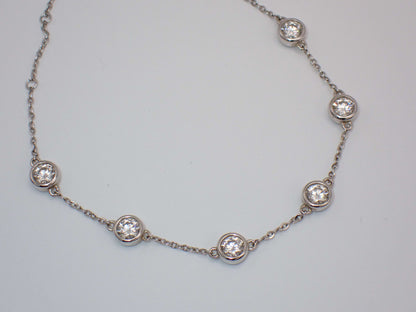Moissanite bezel bracelet – six stone sterling silver bracelet UK – Mara & Co UK