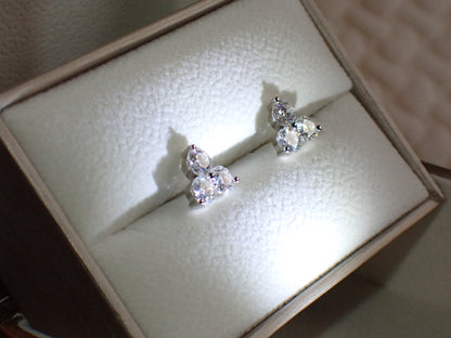 Three Stone Cluster Studs - 3.00ct Total -  Mara & Co UK