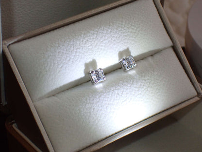 Emerald-Cut (asscher) Moissanite Stud Earrings - 1.6ct (per set) -  Mara & Co UK