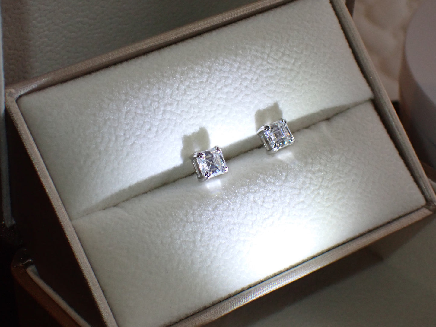 Emerald-Cut (asscher) Moissanite Stud Earrings - 1.6ct (per set) -  Mara & Co UK