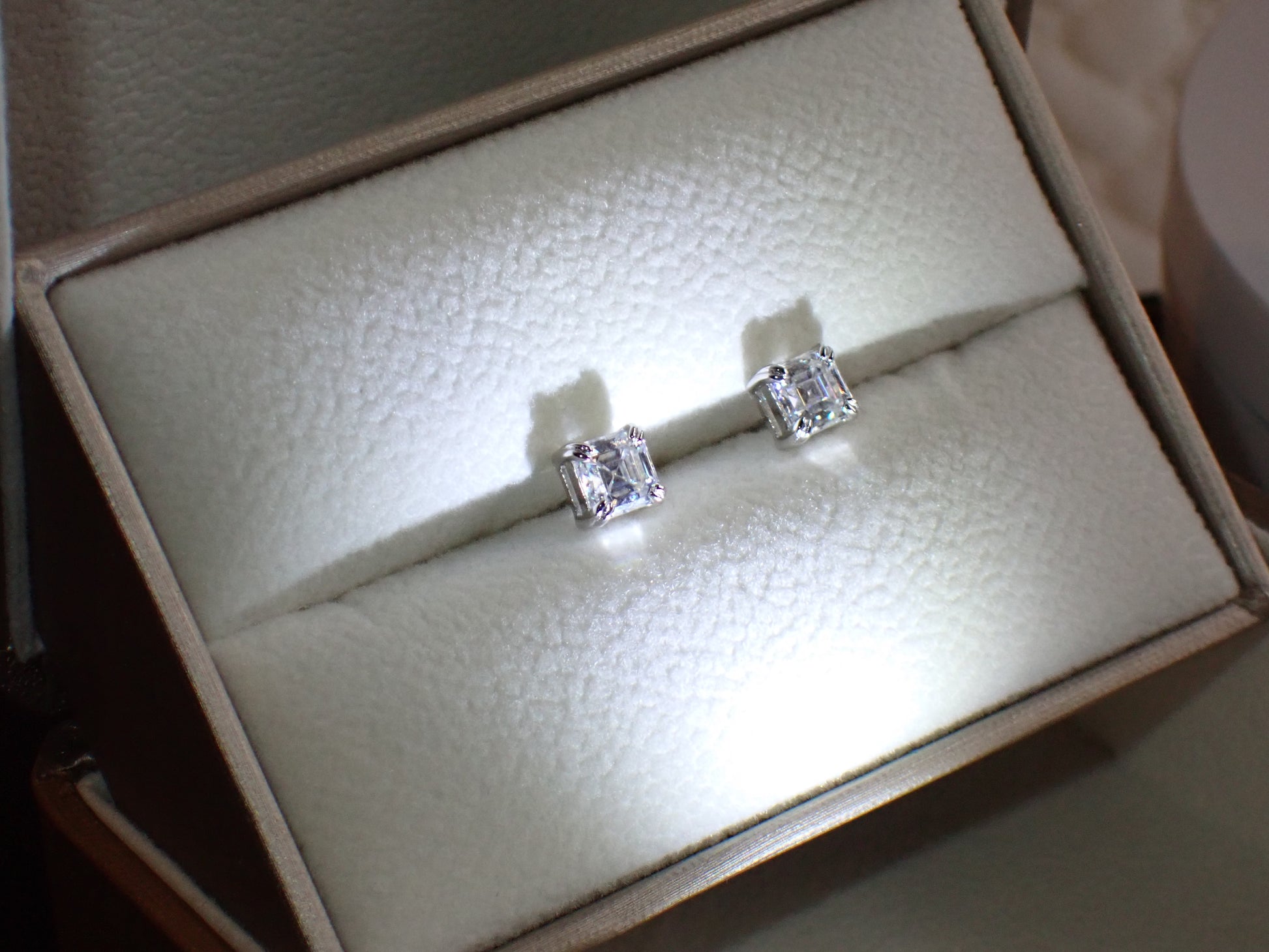 Emerald-Cut (asscher) Moissanite Stud Earrings - 1.6ct (per set) -  Mara & Co UK