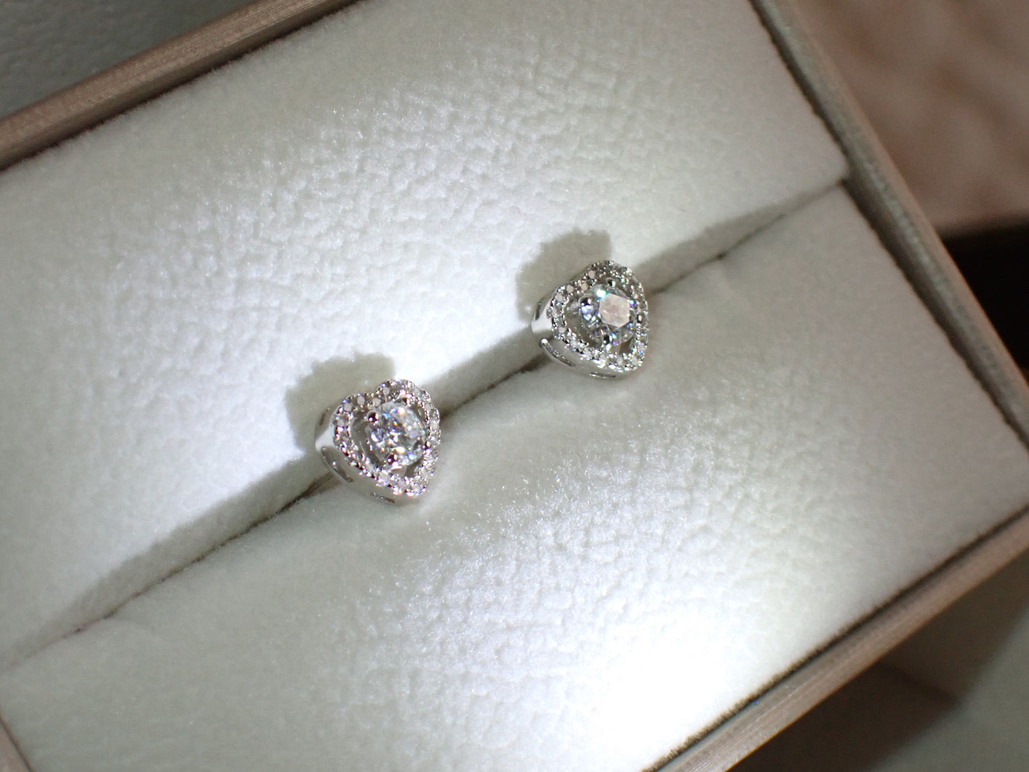 Romantic Heart-Shaped Halo Stud Earrings -  Mara & Co UK