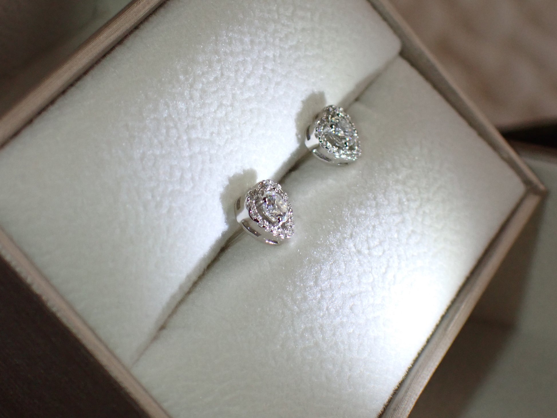 Romantic Heart-Shaped Halo Stud Earrings -  Mara & Co UK