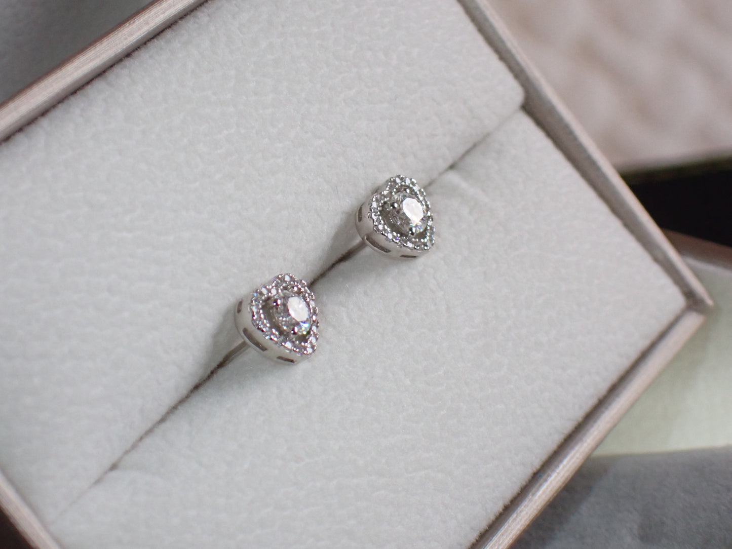 Romantic Heart-Shaped Halo Stud Earrings -  Mara & Co UK