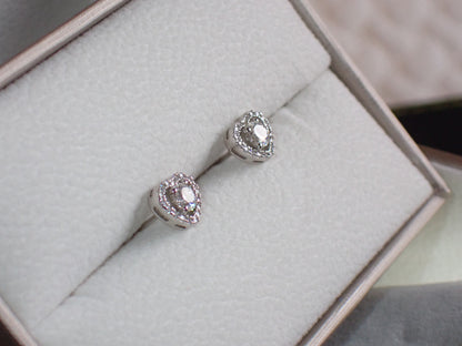 Romantic Heart-Shaped Halo Stud Earrings -  Mara & Co UK