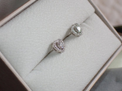 Romantic Heart-Shaped Halo Stud Earrings -  Mara & Co UK