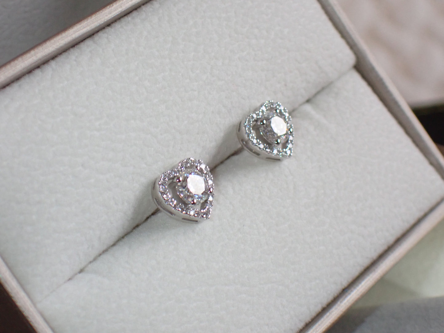 Romantic Heart-Shaped Halo Stud Earrings -  Mara & Co UK