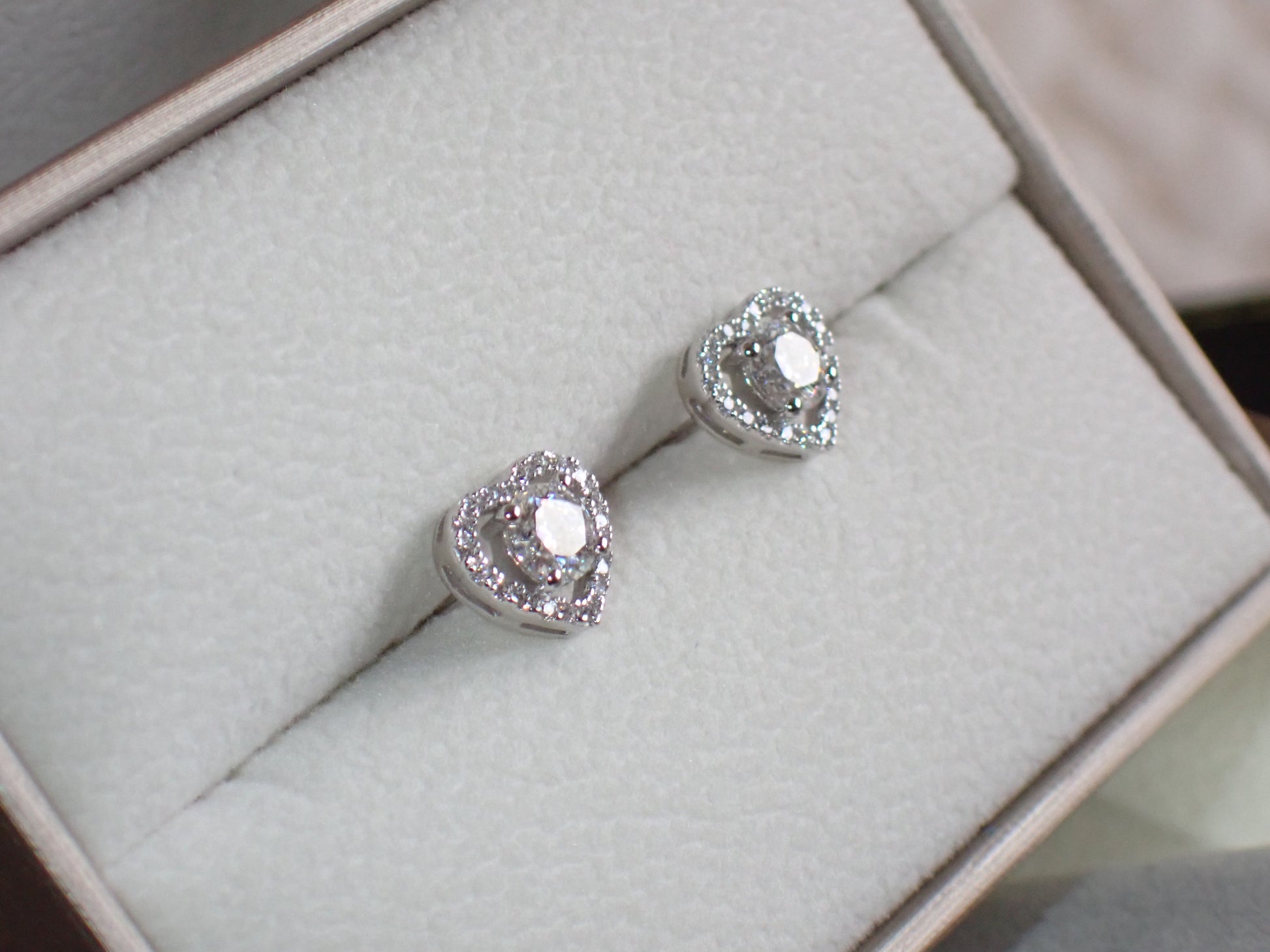 Romantic Heart-Shaped Halo Stud Earrings -  Mara & Co UK