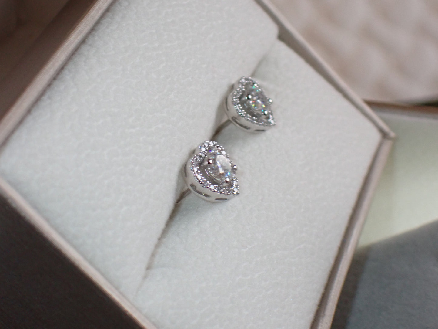 Romantic Heart-Shaped Halo Stud Earrings -  Mara & Co UK