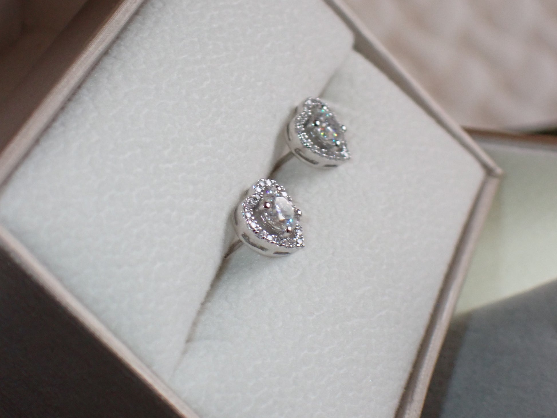 Romantic Heart-Shaped Halo Stud Earrings -  Mara & Co UK