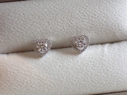 Romantic Heart-Shaped Halo Stud Earrings -  Mara & Co UK