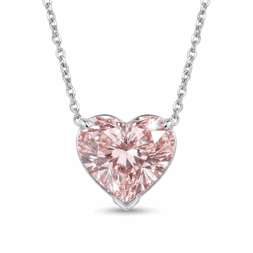 Light Pink Heart Diamond Necklace