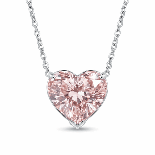 Light Pink Heart Diamond Necklace