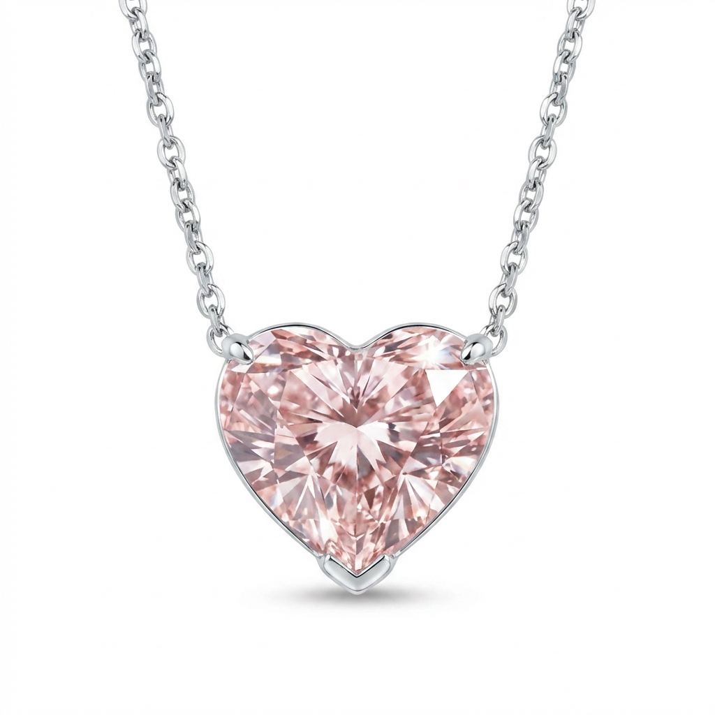 Light Pink Heart Diamond Necklace