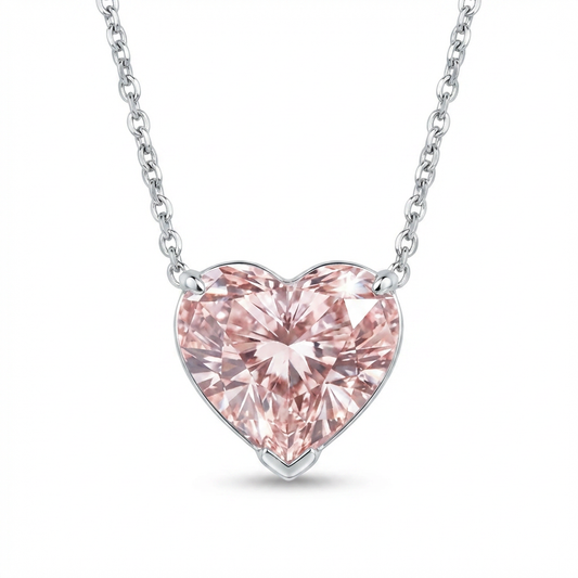 Light Pink Heart Diamond Necklace