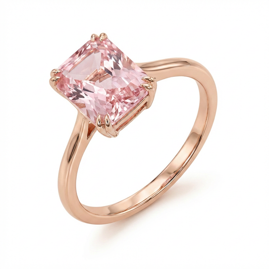 Radiant Pink Lab-Grown Diamond Solitaire Ring – 1.14ct, 18K Rose Gold