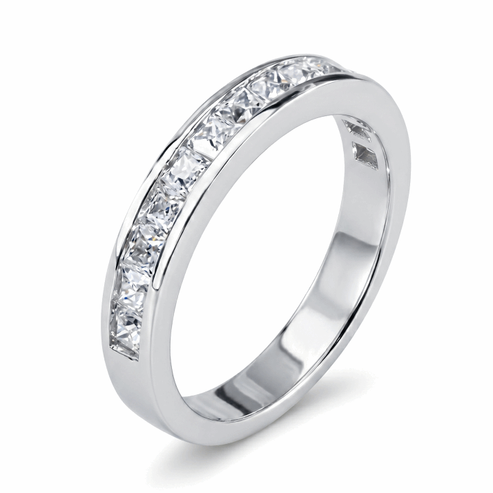 Princess Cut Moissanite Half Eternity Band